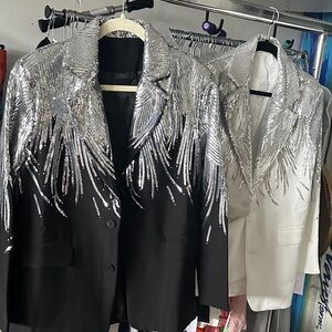 Black and White Sequin Blazers